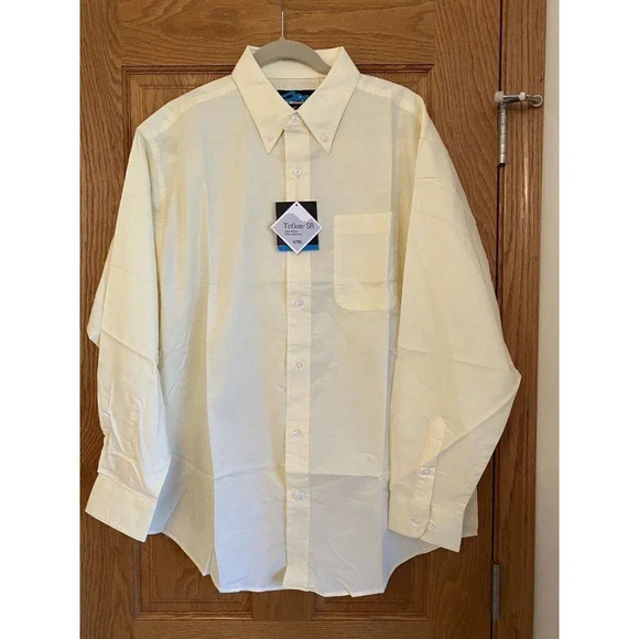 Tri-Mountain Mens L Professional Blend Teflon Stain Resistant Twill Shirt Yellow - Picture 1 of 4